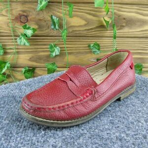 Marc Joseph New York Boys Penny Loafer Shoes Red Leather Slip On Size T 11.5 Med